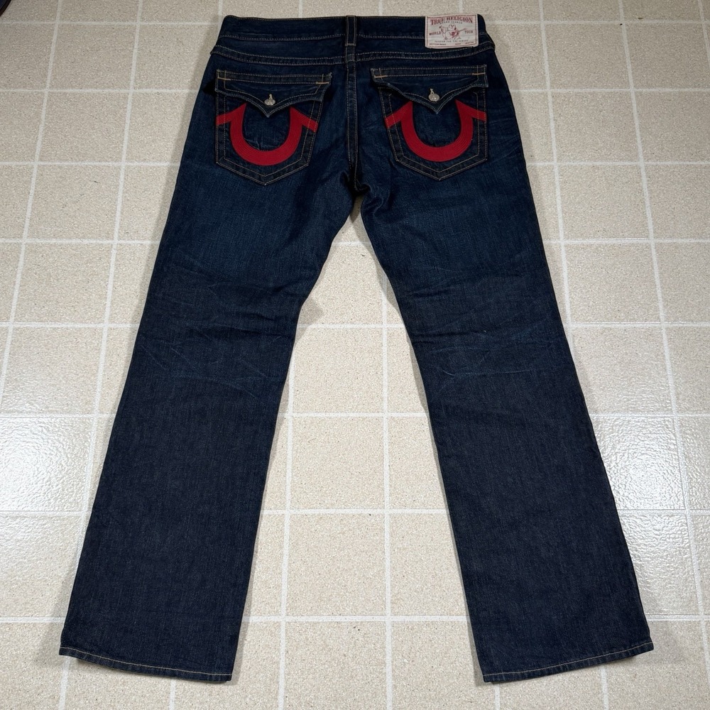 True Religion Jeans Mens 38 Dark Blue Ricky Flap Pockets Made In USA